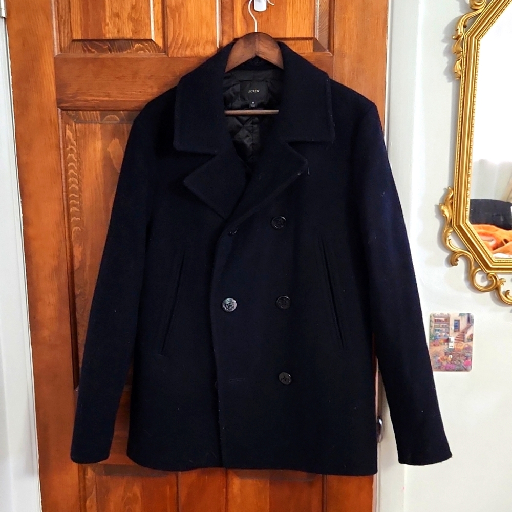 J.Crew Men's Navy Blue Dock Wool Peacoat